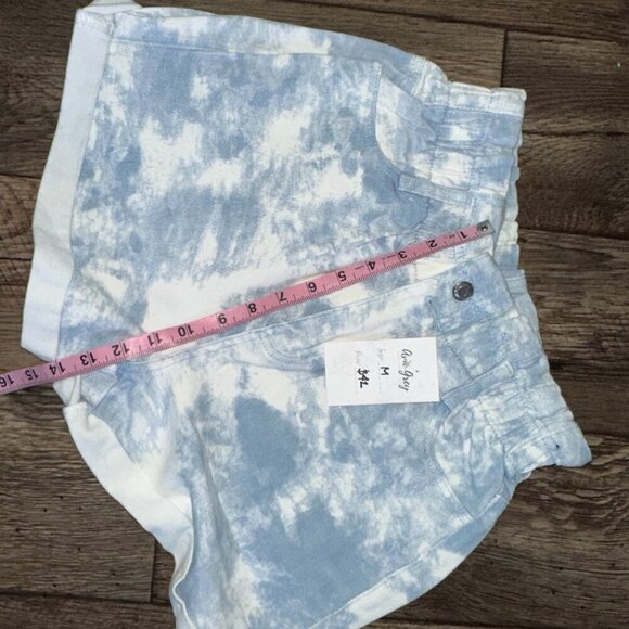 Blue White Tie Die Paperbag Denim Shorts - Picture 15 of 15